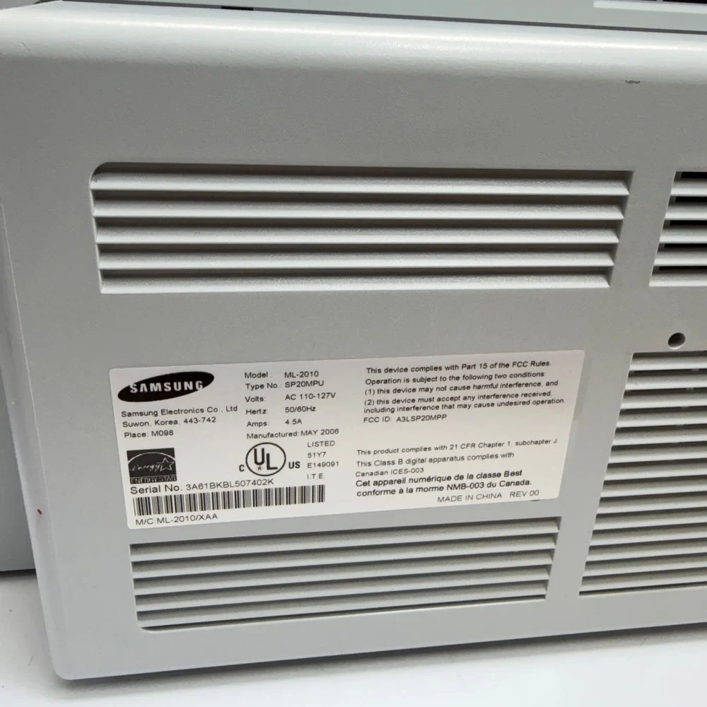 Samsung ML-2010 Mono Laser Printer OS White‎ Compact Monochrome ML-2010 6k Count